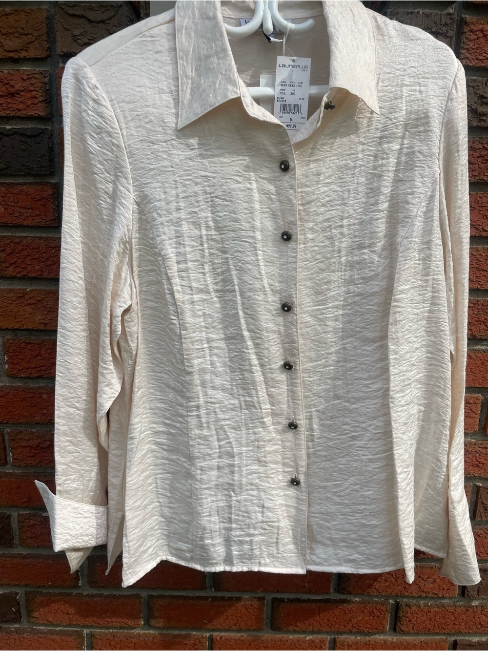 New with Tags Plus Sized Cream Button-Front Women's Blouse